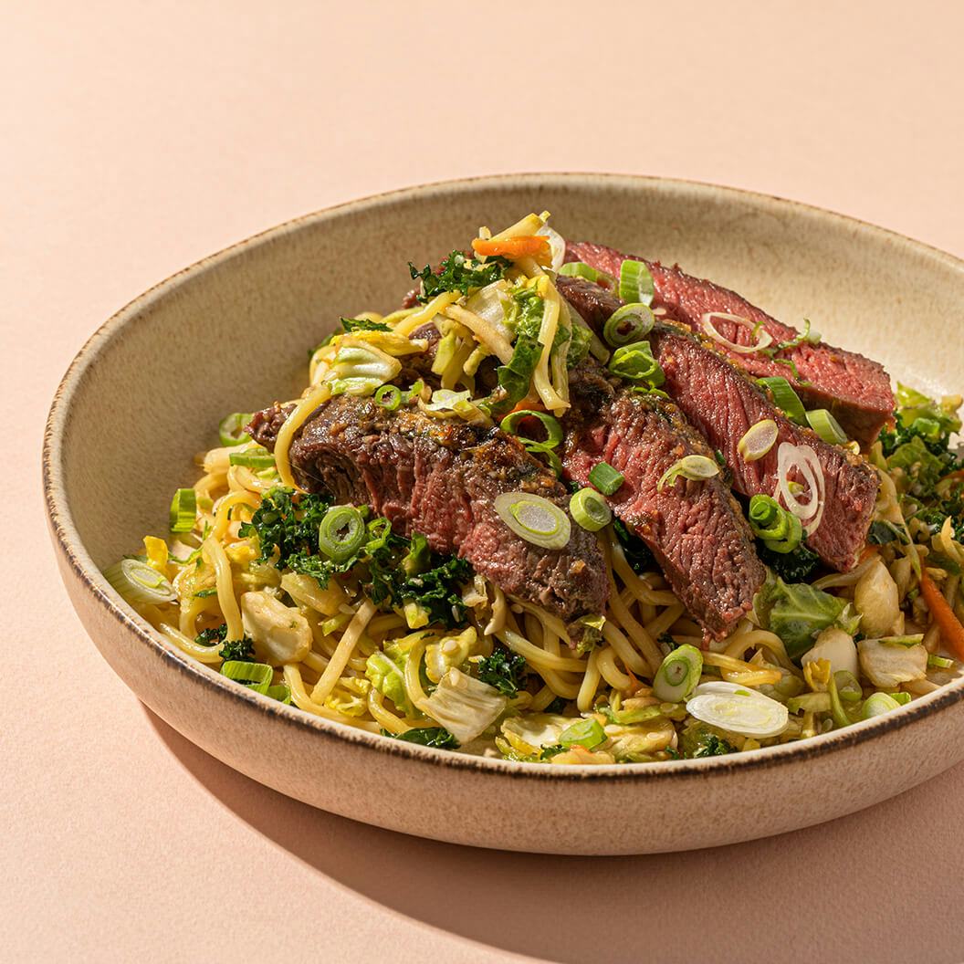 Chashu-Inspired Steak & Noodles with Soy Sesame Dressing